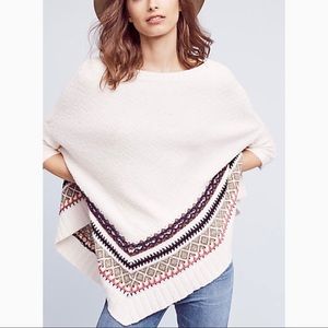 Anthropologie Sleeping on Snow knit poncho